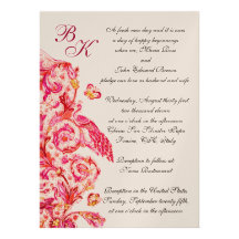 MONOGRAMME FLORAL ROSE FLORENTIN ANTIQUE ÉLÉGANT INVITATIONS