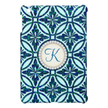Monogramme géométrique bleu de motif de Bling