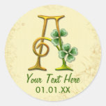 Monogramme irlandais A d'or Adhésif Rond