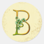 Monogramme irlandais B d'or Adhésif Rond