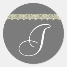MONOGRAMME "je" en gris et ivoire avec l'équilibre Adhésifs