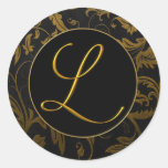 Monogramme L or et joint noir de mariage damassé Autocollants