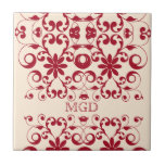 Monogramme minable et chic floral vintage de motif carreau en céramique