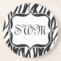 Monogramme noir/blanc génial de zèbre dessous de verre
