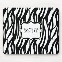 Monogramme noir/blanc génial de zèbre tapis de souris