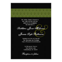 Monogramme noir de mariage de Chevron fait varier  Invitations Personnalisées