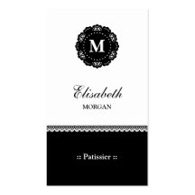 Monogramme noir élégant de dentelle de Patissier Modèles De Cartes De Visite