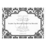 Monogramme noir M d'invitations de mariage damassé invitations