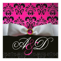 MONOGRAMME NOIR POURPRE DE DAMASSÉ DE ROSE BLANC D INVITATIONS