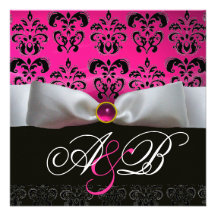 MONOGRAMME NOIR POURPRE DE DAMASSÉ DE ROSE BLANC D FAIRE-PART