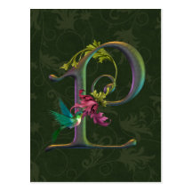 Monogramme P de colibri Carte Postale