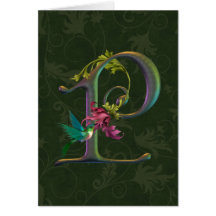 Monogramme P de colibri Cartes De Vœux