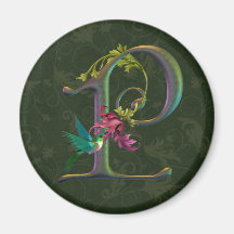 Monogramme P de colibri Magnets