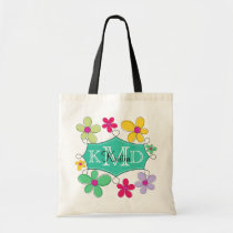Monogramme personnalisé floral de cadre vert de gr sacs