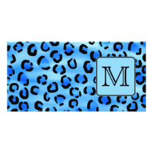 Monogramme personnalisé, modèle bleu d'empreinte d photocarte personnalisée