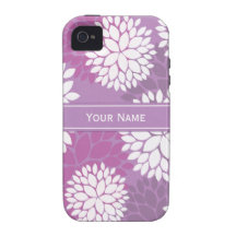 Monogramme pourpre de fleurs blanches coque iPhone 4 de Case-Mate