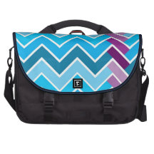 Monogramme rayé bleu et pourpre de Chevron Sacs Ordinateurs Portables