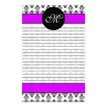 Monogramme rayé par damassé pourpre et blanche per papier à lettre personnalisé