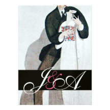 MONOGRAMME ROMANTIQUE DE NOCE DE JEUNES MARIÉS INVITATIONS PERSONNALISÉES
