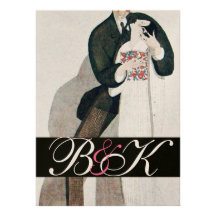 MONOGRAMME ROMANTIQUE DE NOCE DE JEUNES MARIÉS BRISTOLS