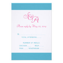 Monogramme rose bleu épousant des cartes de RSVP Cartons D'invitation Personnalisés