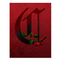 Monogramme rose gothique C Carte Postale