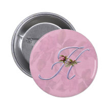 Monogramme rose H de roses Pin's Avec Agrafe