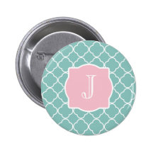 Monogramme rose vert clair de Quatrefoil Badges Avec Agrafe
