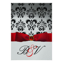 MONOGRAMME ROUGE DE DAMASSÉ DE NOIR D'ARGENT DE RU FAIRE-PART