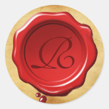 Monogramme ROUGE de PARCHEMIN de JOINT de CIRE Adhésifs