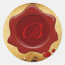 Monogramme ROUGE de PARCHEMIN de JOINT de CIRE Autocollants