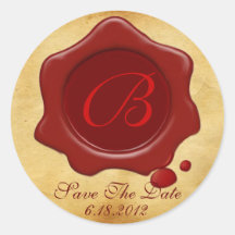 Monogramme ROUGE de PARCHEMIN de JOINT de CIRE Autocollant