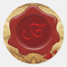 Monogramme ROUGE de PARCHEMIN de JOINT de CIRE Autocollant Rond