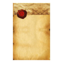MONOGRAMME ROUGE DE PARCHEMIN DE JOINT DE CIRE DE  PAPIERS À LETTRES