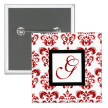 MONOGRAMME ROUGE ET BLANC DE DAMASSÉ BADGE
