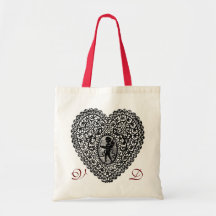 MONOGRAMME ROUGE-ROSE NOIR ET BLANC DE COEUR DE DE SAC
