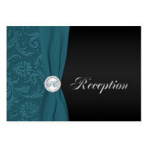 Monogramme Teal et carte noire de clôture de damas Carte De Visite