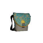 Monogramme Teal et motif floral vintage jaune Sacoche