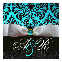 MONOGRAMME TURQUOISE DE DAMASSÉ DE NOIR BLEU D'AQU BRISTOL PERSONNALISÉ