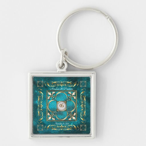 Monogramme turquoise Keychain d'empereur Porte-clef