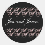 Monogramme un joint noir de noms de conception et  adhésifs ronds