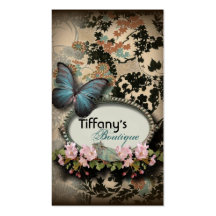 Monogramme vintage de damassé de ParisButterfly Cartes De Visite Professionnelles
