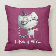 Monsieur Kitty Cat avec des moustaches Coussin