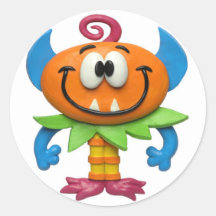 Monstre de bébé autocollant rond