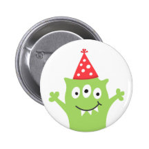 Monstre drôle avec le chapeau rouge de partie badges