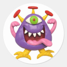 Monstre pourpre maladroit autocollant