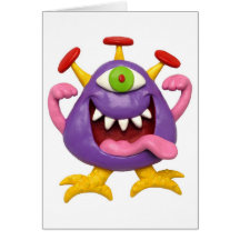 Monstre pourpre maladroit cartes de vœux