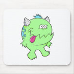 monstre vert adorable de chomper de langue tapis de souris