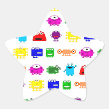 Monstres mignons de bande dessinée stickers en étoile