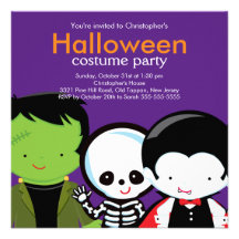 Monstres mignons d'invitation de partie de costume